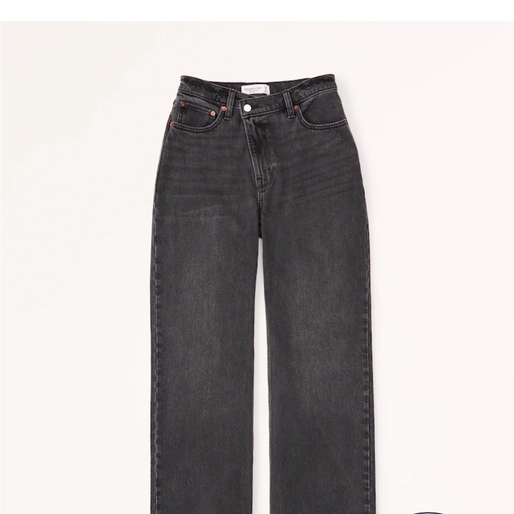 Abercrombie & Fitch High-Rise Wide-Leg Jeans — Faded Black
